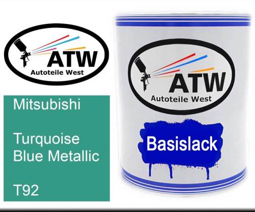 Mitsubishi, Turquoise Blue Metallic, T92: 1L Lackdose, von ATW Autoteile West.